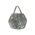 Mala de Senhora Double Life cinza/prata em couro de upcycling