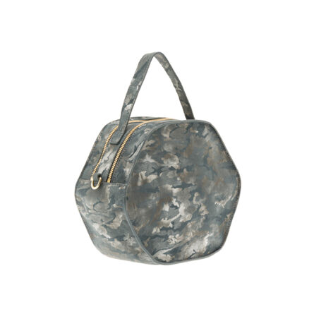 Mala de Senhora Double Life cinza/prata em couro de upcycling