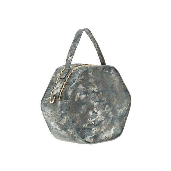 Mala de Senhora Double Life cinza/prata em couro de upcycling