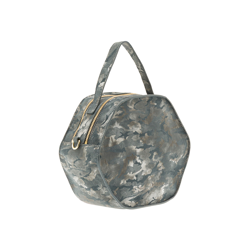 Mala de Senhora Double Life cinza/prata em couro de upcycling