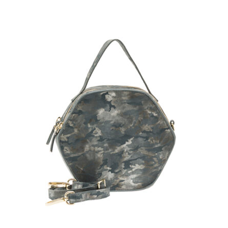 Mala de Senhora Double Life cinza/prata em couro de upcycling