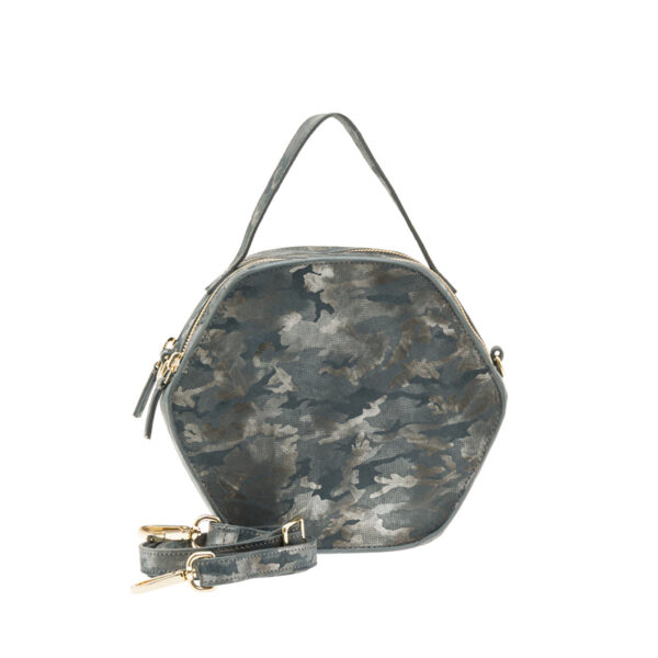 Mala de Senhora Double Life cinza/prata em couro de upcycling