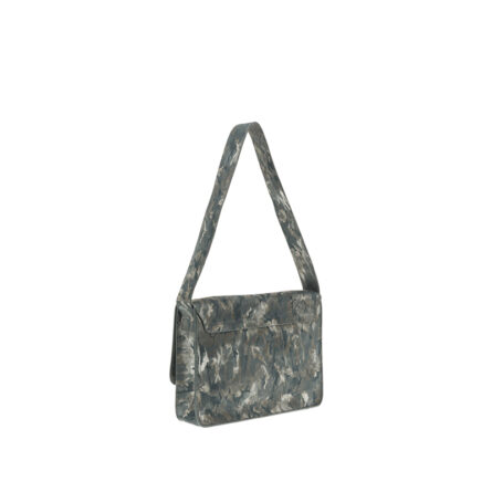 Mala de senhora Wavy erm couro de upcycling cor cinza e prata