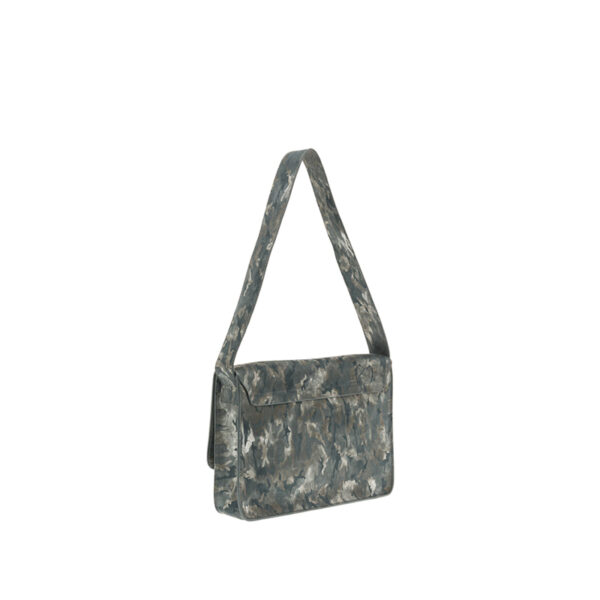 Mala de senhora Wavy erm couro de upcycling cor cinza e prata