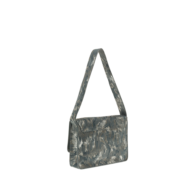 Mala de senhora Wavy erm couro de upcycling cor cinza e prata