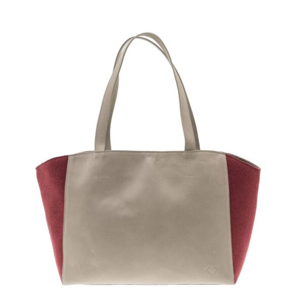 Mala de Senhora Lotus Mala de Senhora Lotus em pele de upcycling cor taupe e burel bordeau