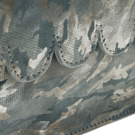 Mala de senhora Wavy erm couro de upcycling cor cinza e prata