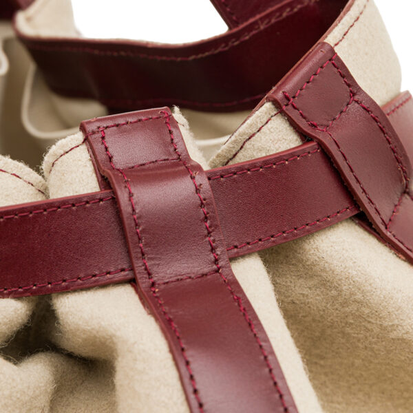 Mochila de Senhora Euphrasia Burel cor Prata e pele upcycling bordeau - J Malas