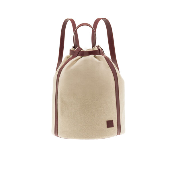 Mochila de Senhora Euphrasia em Buirel cor prata e pele Upcycling Bordeau